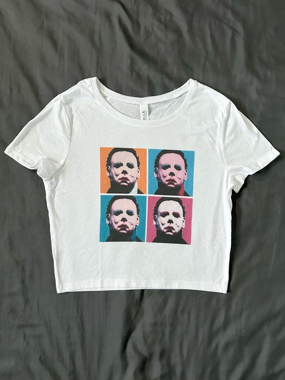 Michael Myers Halloween Horror Movie Crop Top Baby Tee Graphic Shirt XS/S - Picture 3 of 5